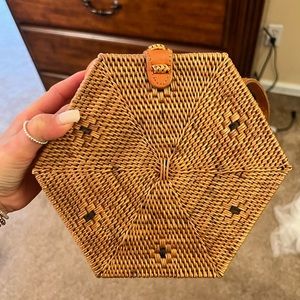 Woven straw crossbody purse